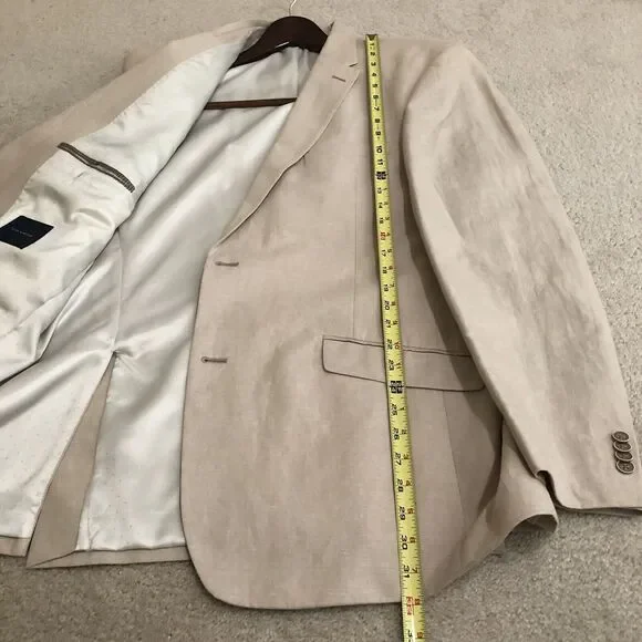 Tommy Hilfiger Sport Coat Jacket Sz L44 2 Button Front Linen Blend Beige/Tan - Picture 7 of 9
